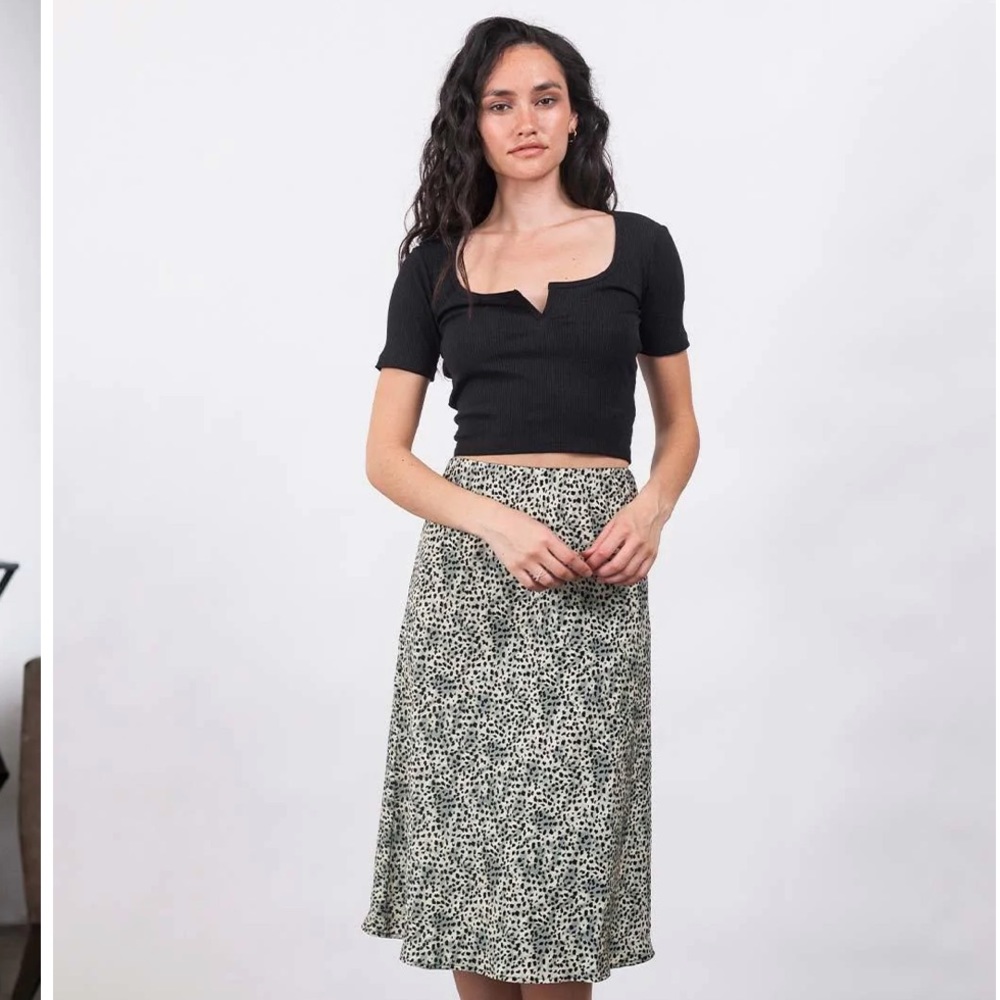 Mauby Pull On Midi Skirt - Mini Cheetah Sage Size S